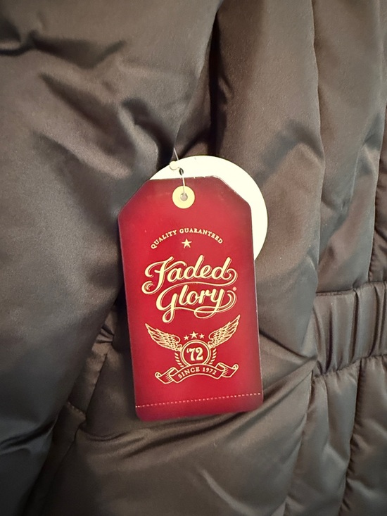 FADED GLORY Olive Green Quilted Hooded Puffer Jacket with Faux-Fur Trim - Picture 4 of 7